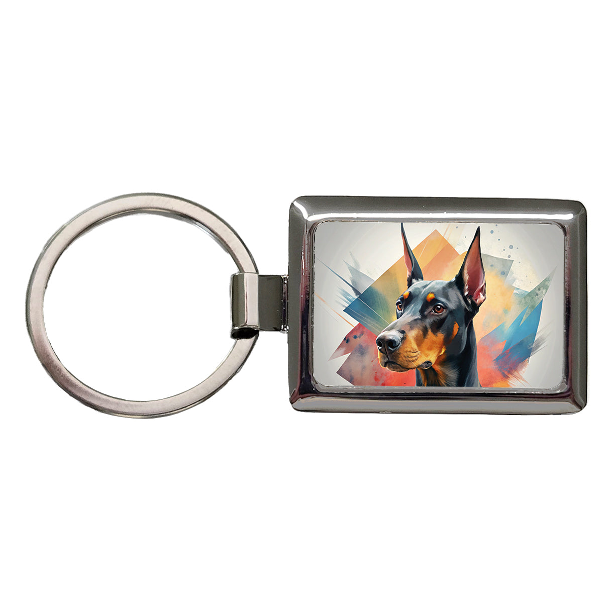 Doberman Pinscher Dog Contemporary Art Rectangle Metal Keychain