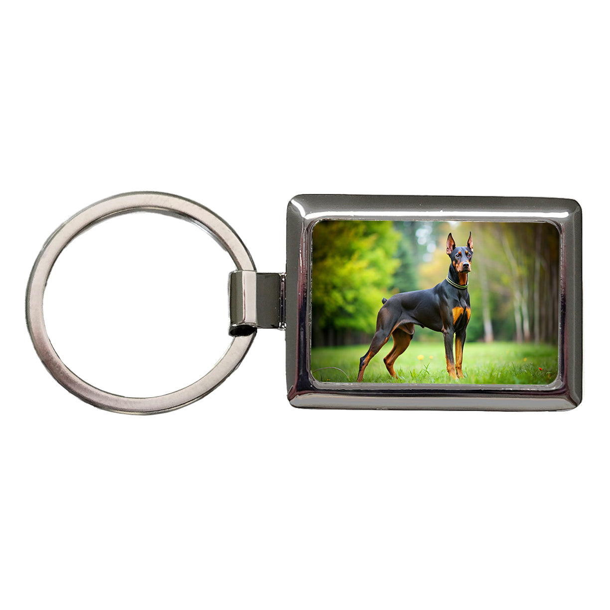 Doberman Pinscher Dog Photo Rectangle Metal Keychain