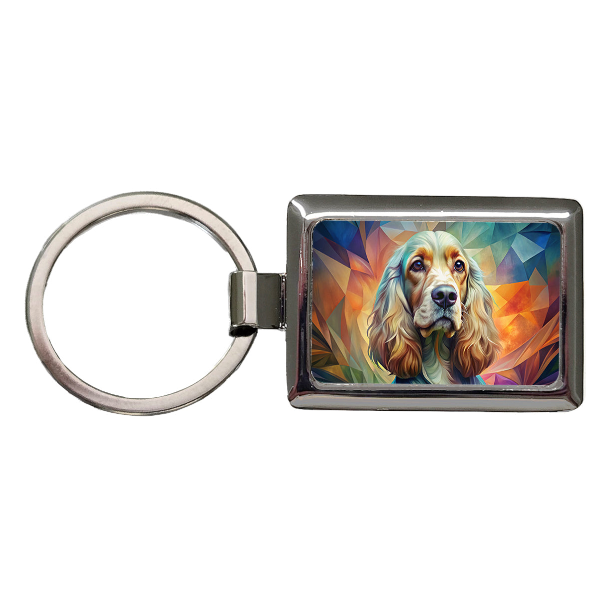English Cocker Spaniel Dog Abstract Art Rectangle Metal Keychain