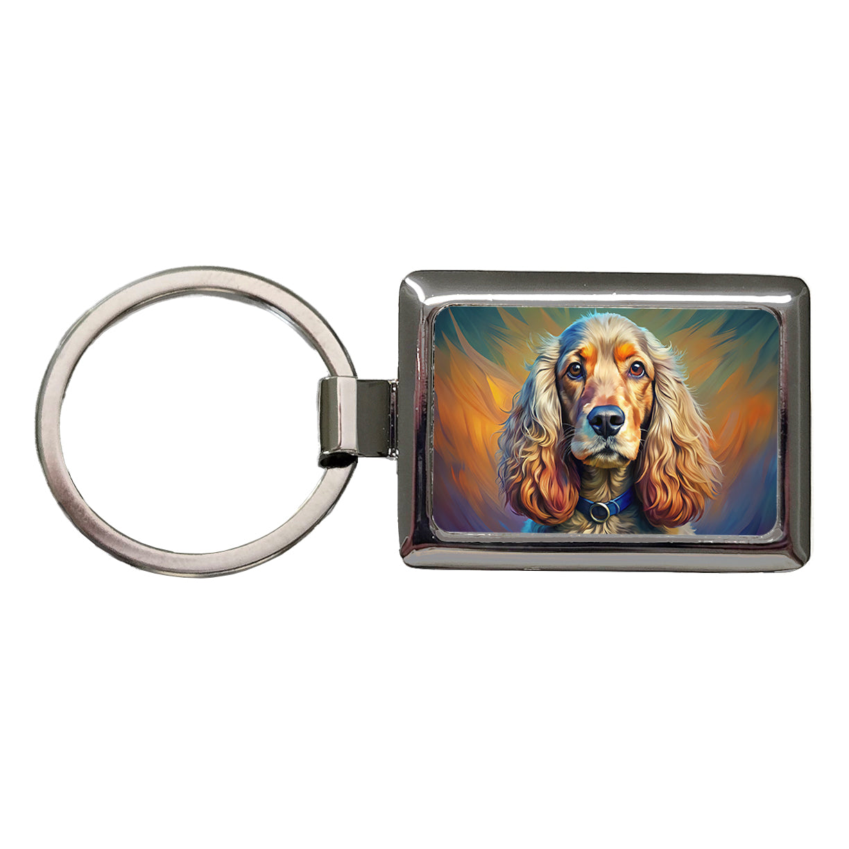 English Cocker Spaniel Dog Expressionism Art Rectangle Metal Keychain