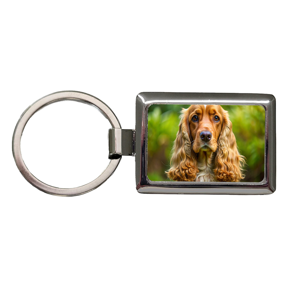 English Cocker Spaniel Dog Photo Rectangle Metal Keychain