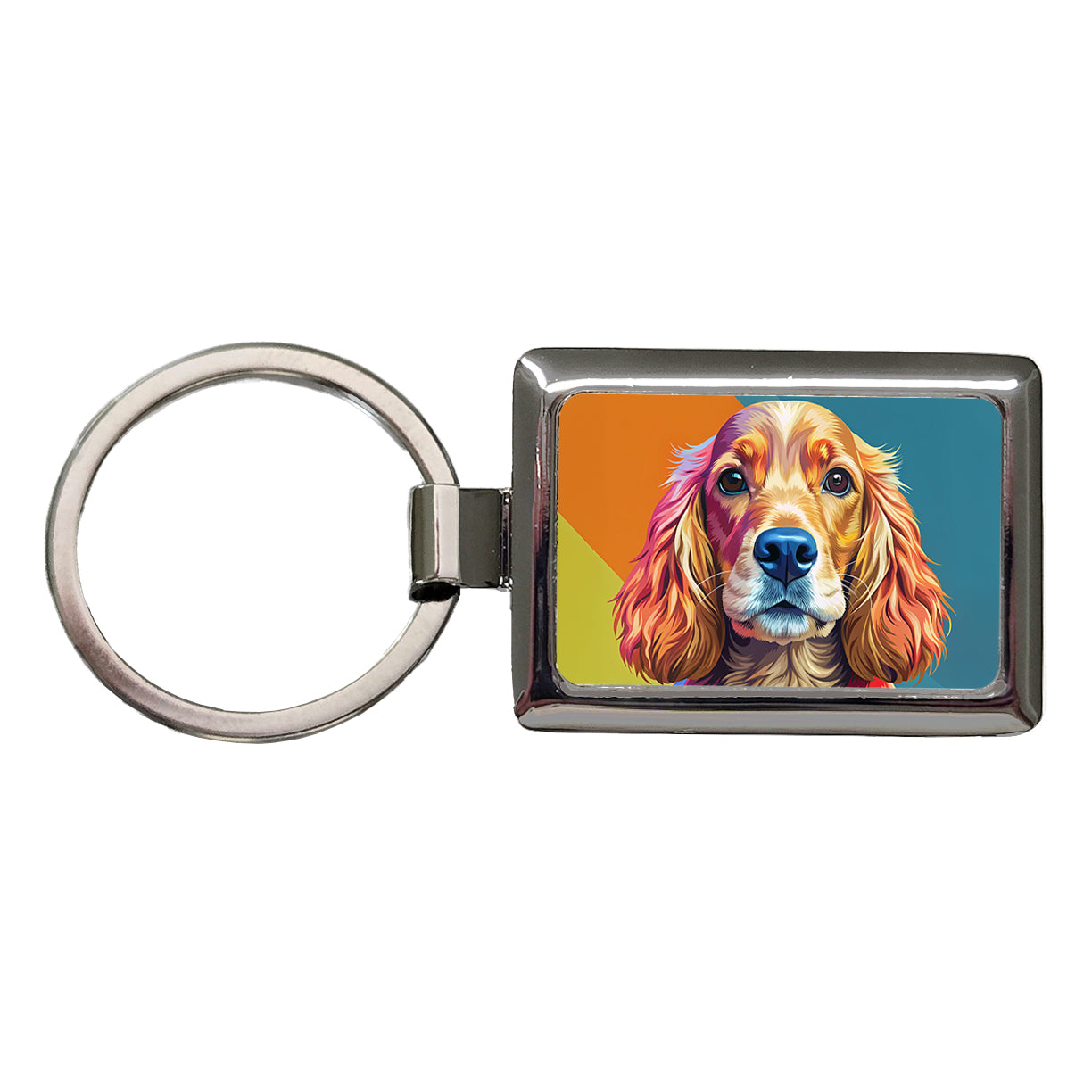 English Cocker Spaniel Dog Pop Art Rectangle Metal Keychain