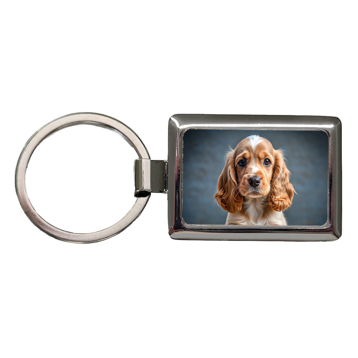 English Cocker Spaniel Dog Puppy Photo Rectangle Metal Keychain