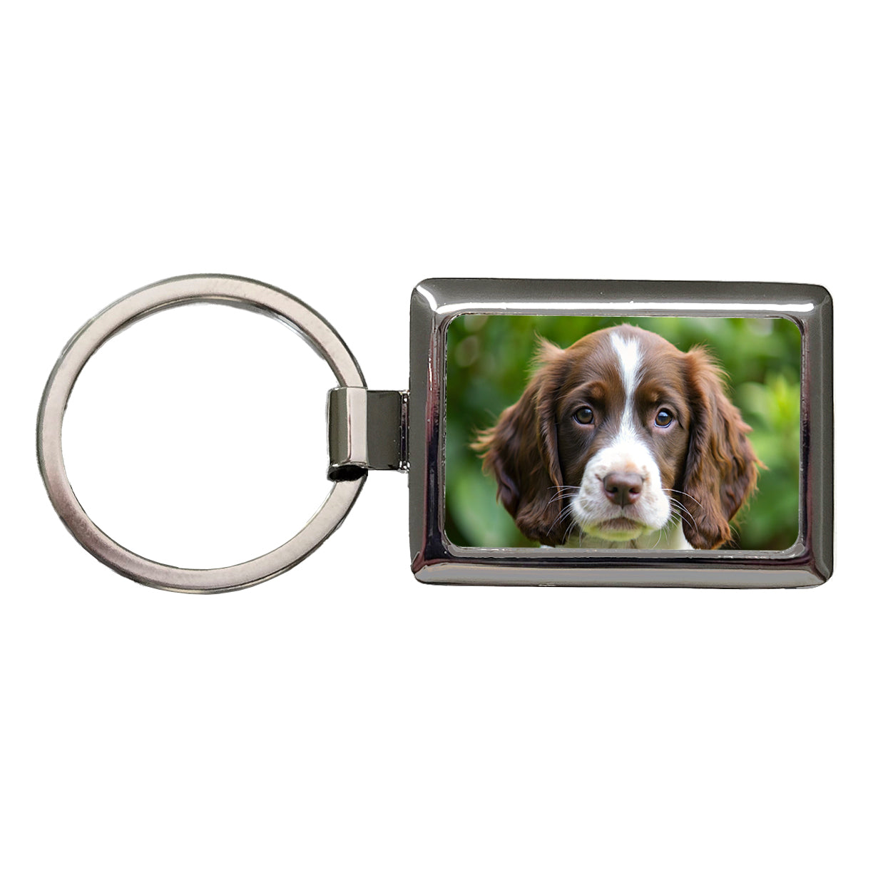 English Springer Spaniel Dog Puppy Photo Rectangle Metal Keychain