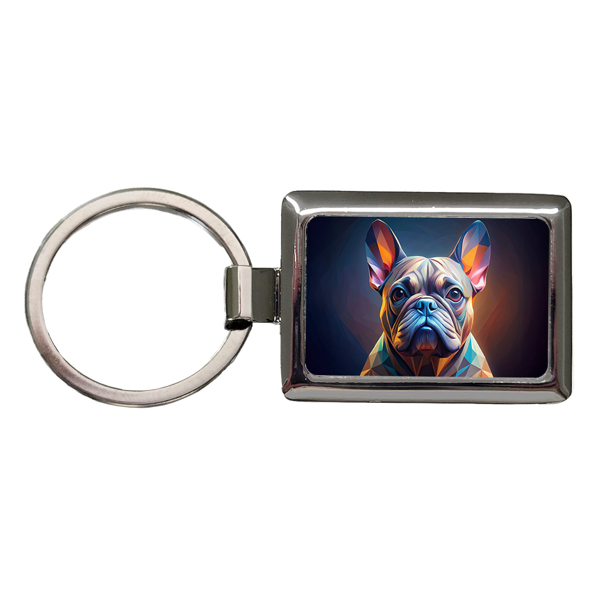 French Bulldog Frenchie Dog Abstract Stylized Art Rectangle Metal Keychain
