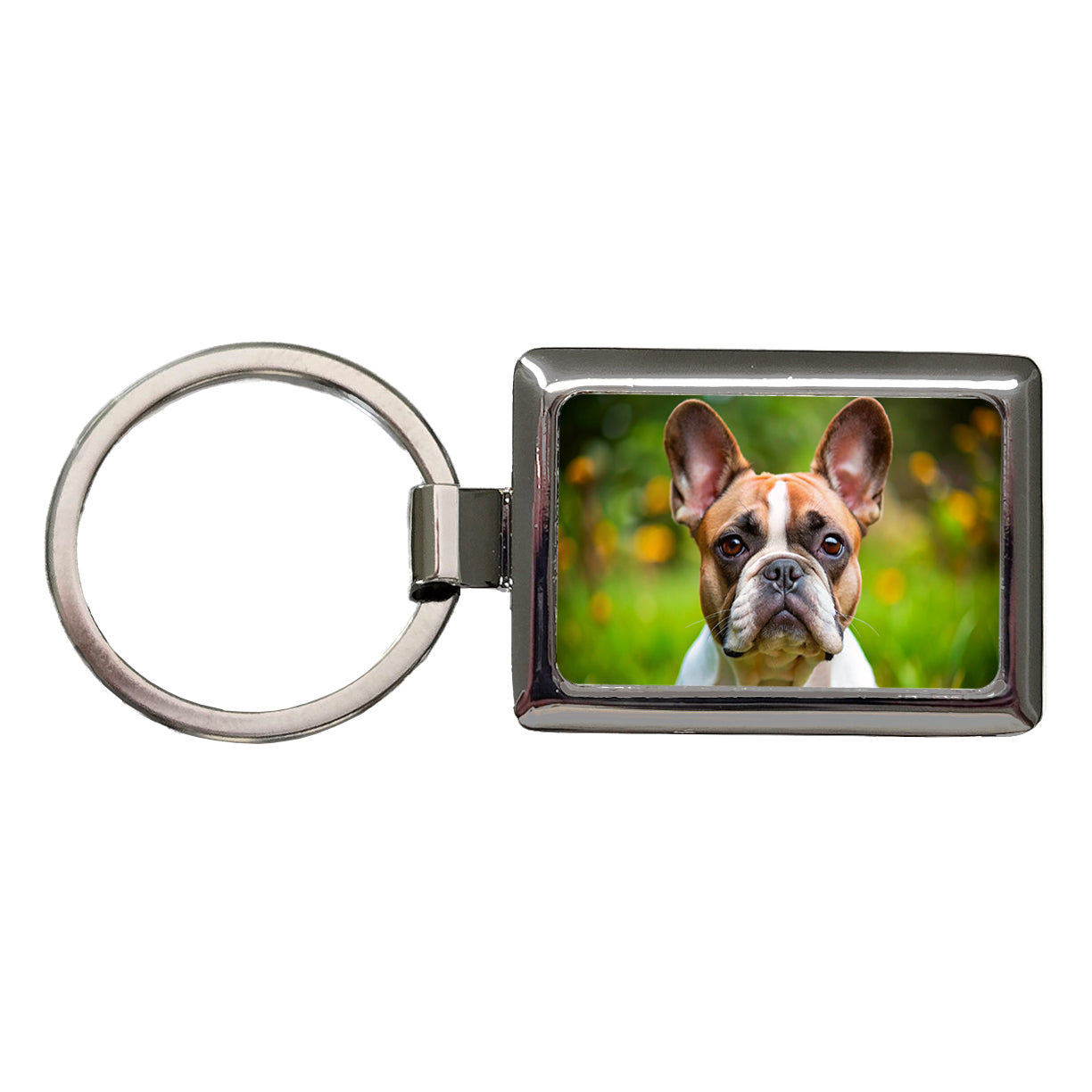 French Bulldog Frenchie Dog Photo Rectangle Metal Keychain
