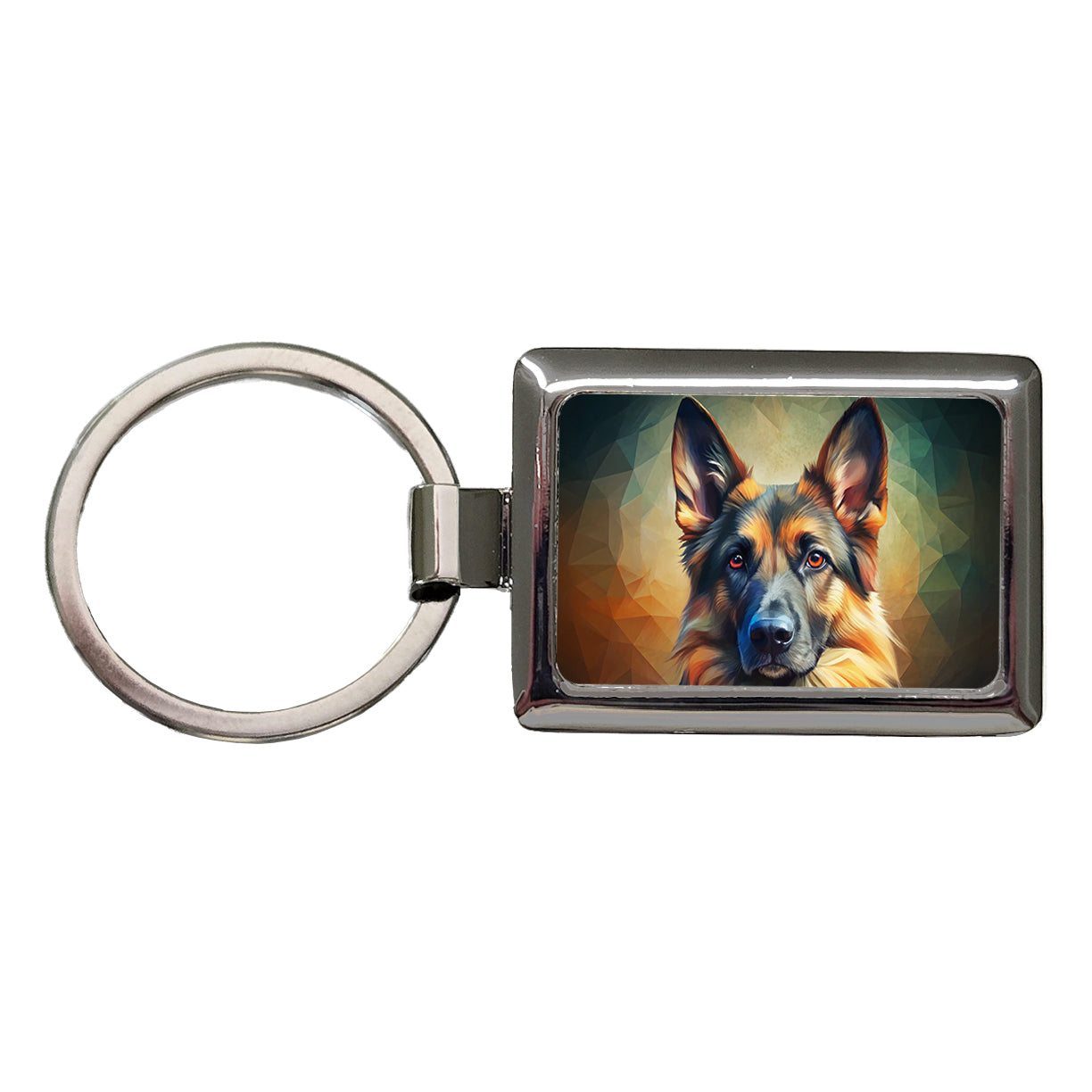 German Shepherd Dog Abstract Stylized Art Rectangle Metal Keychain