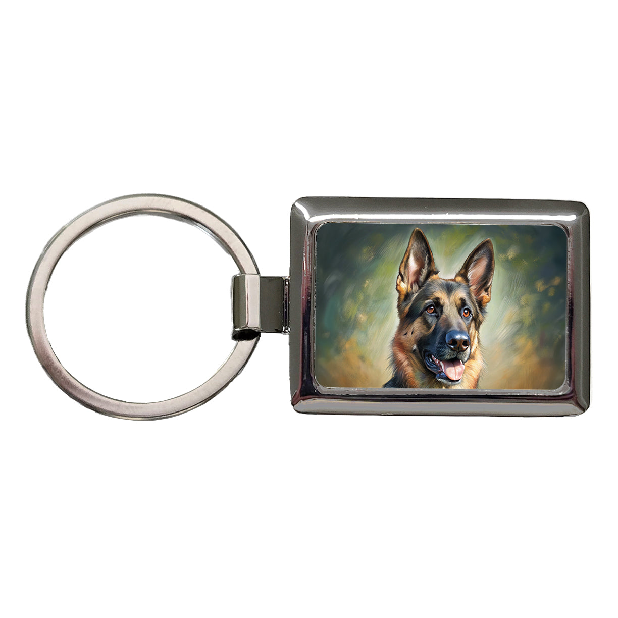 German Shepherd Dog Illustration Rectangle Metal Keychain