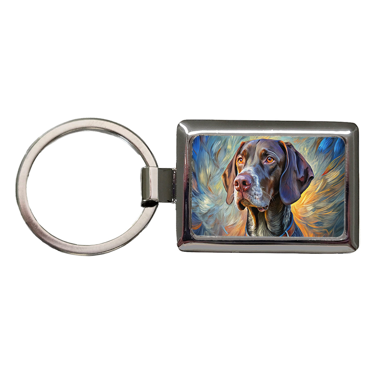 German Shorthaired Pointer Dog Expressionism Art Rectangle Metal Keychain