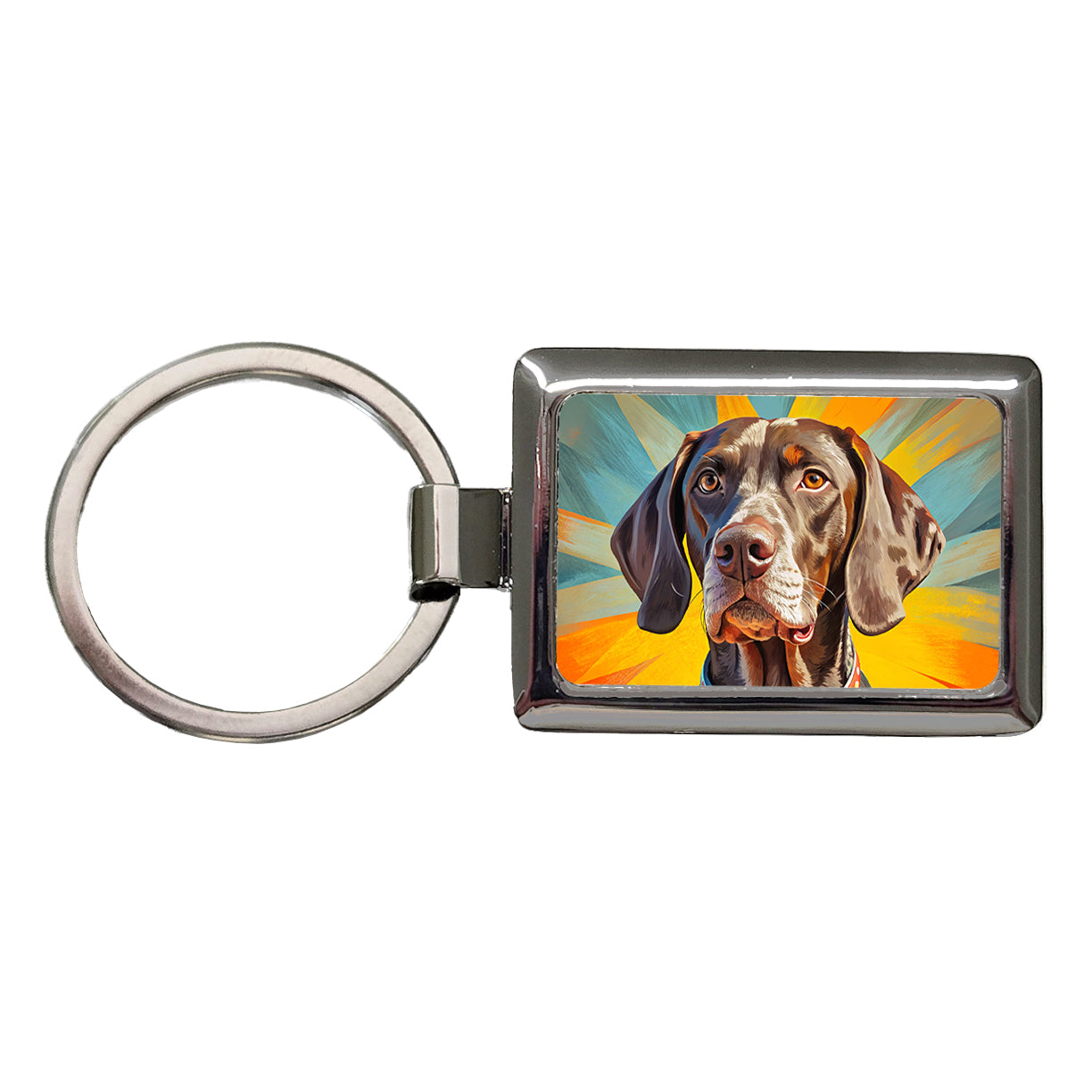 German Shorthaired Pointer Dog Pop Art Rectangle Metal Keychain