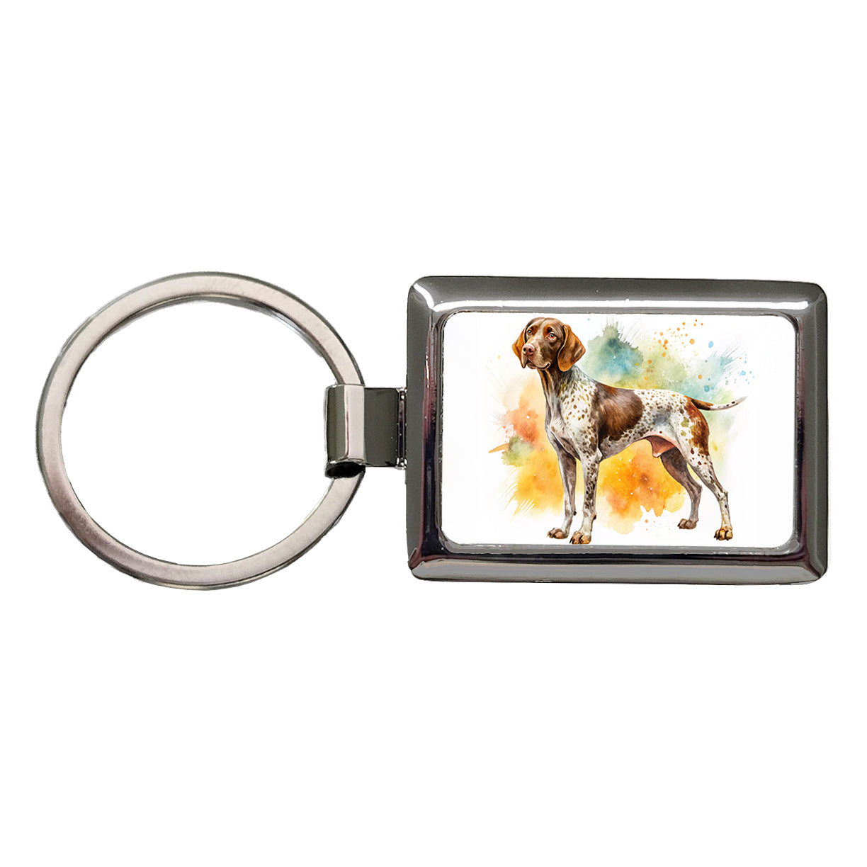 German Shorthaired Pointer Dog Watercolor Style Rectangle Metal Keychain