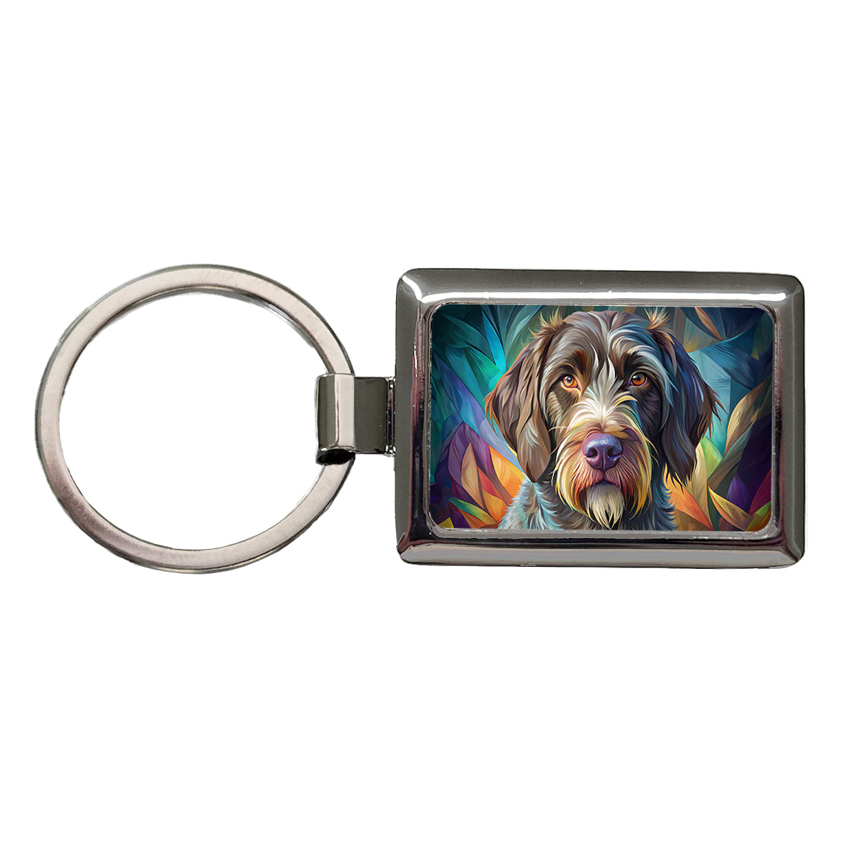 German Wirehaired Pointer Dog Contemporary Art Rectangle Metal Keychain