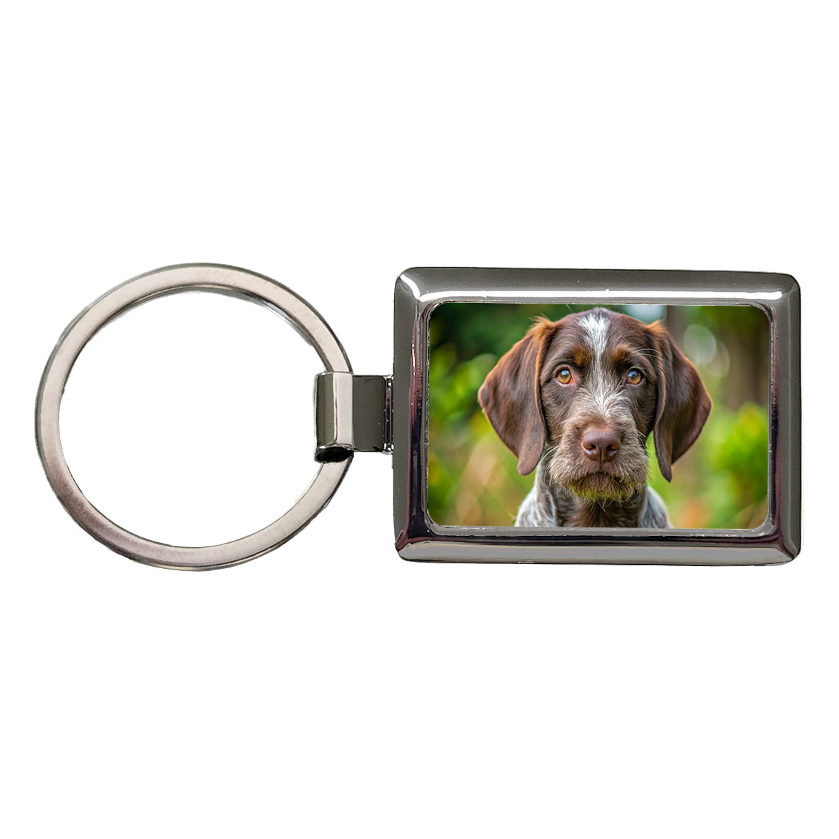 German Wirehaired Pointer Dog Puppy Photo Rectangle Metal Keychain