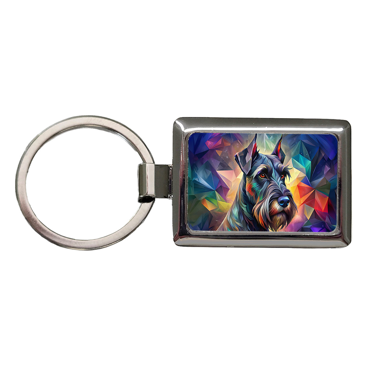 Giant Schnauzer Dog Abstract Stylized Art Rectangle Metal Keychain