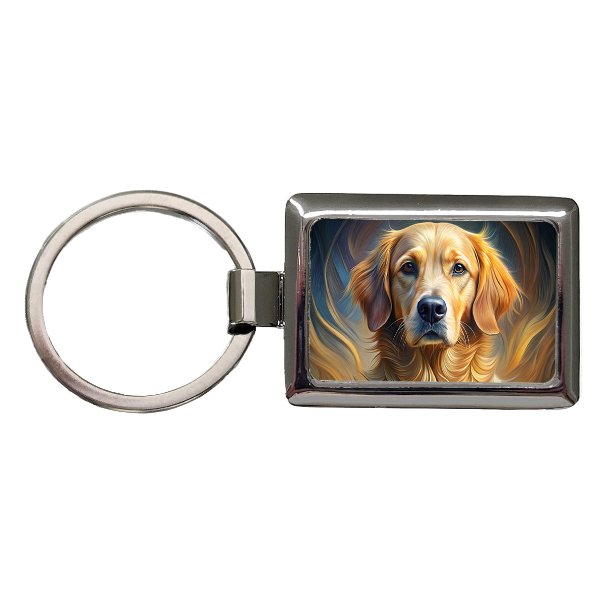 Golden Retriever Dog Abstract Stylized Art Rectangle Metal Keychain
