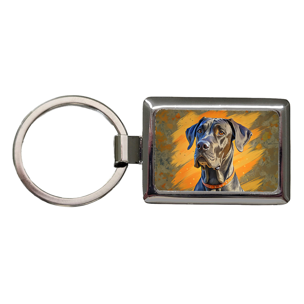 Great Dane Dog Pop Art Rectangle Metal Keychain