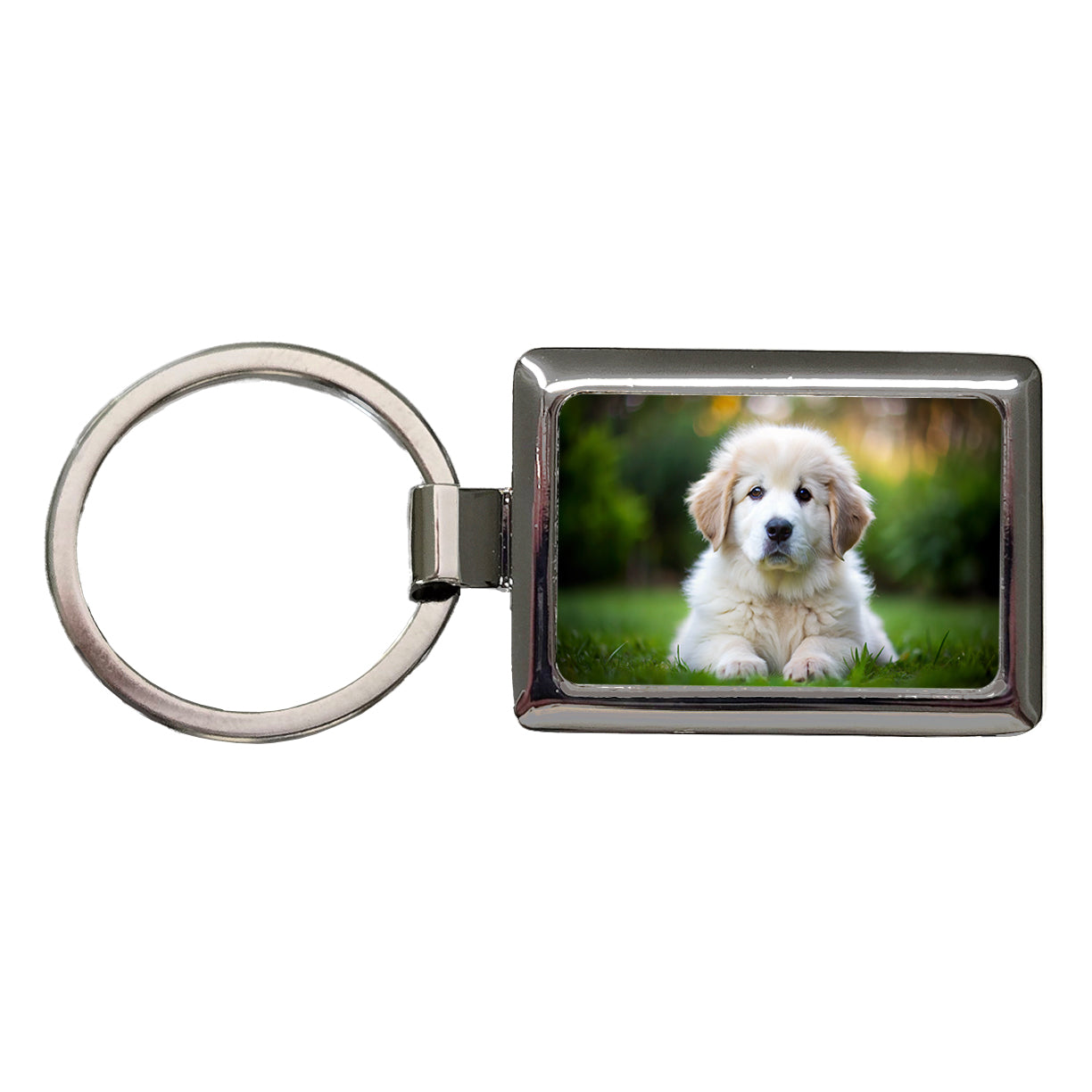 Great Pyrenees Dog Puppy Photo Rectangle Metal Keychain