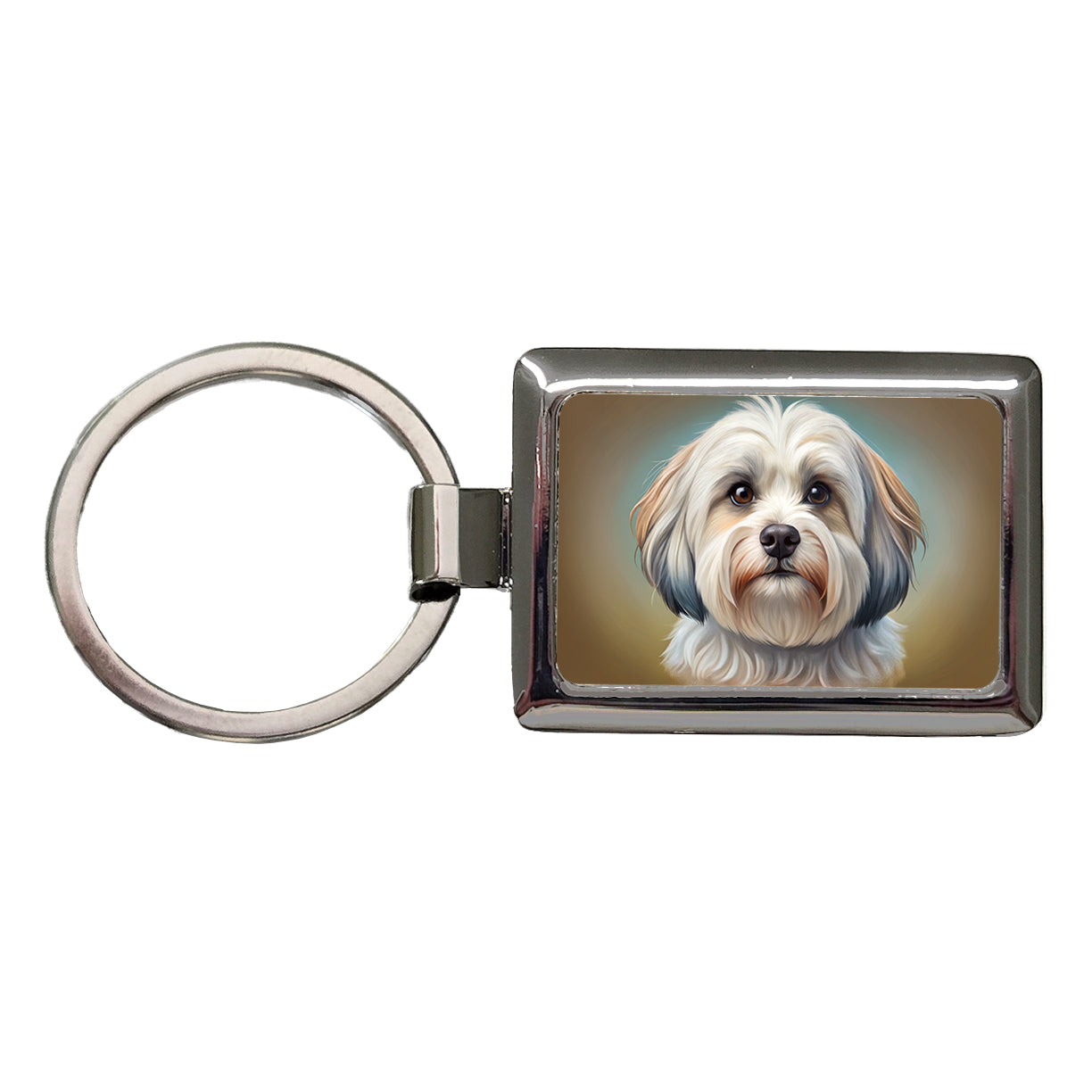 Havanese Dog Illustration Rectangle Metal Keychain