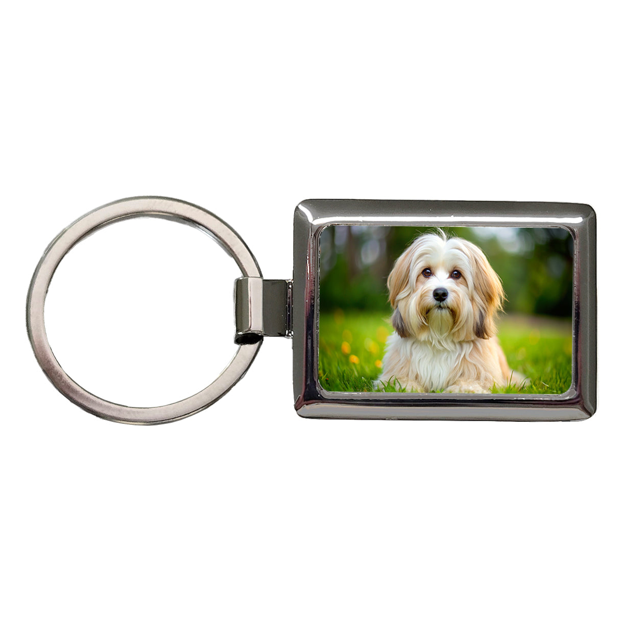 Havanese Dog Photo Rectangle Metal Keychain