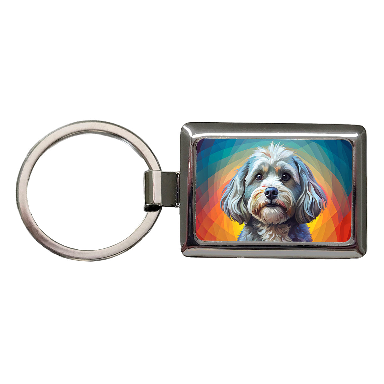 Havanese Dog Pop Art Rectangle Metal Keychain