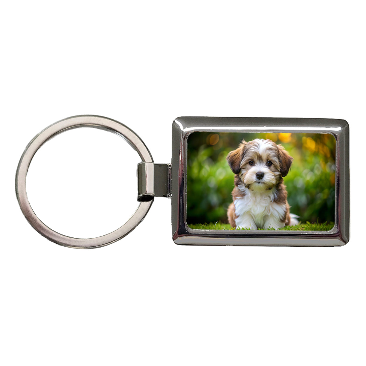 Havanese Dog Puppy Photo Rectangle Metal Keychain
