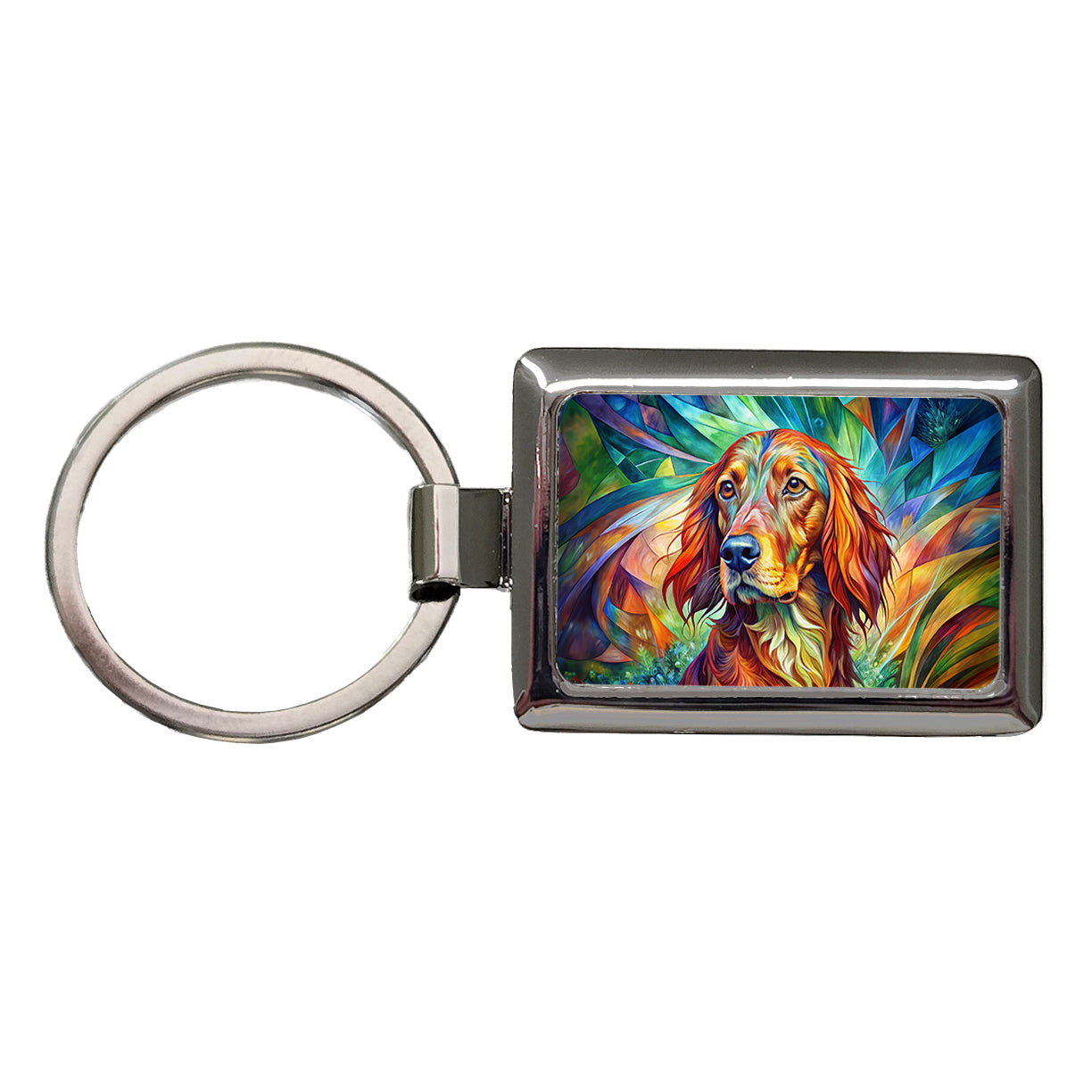 Irish Setter Dog Abstract Art Rectangle Metal Keychain