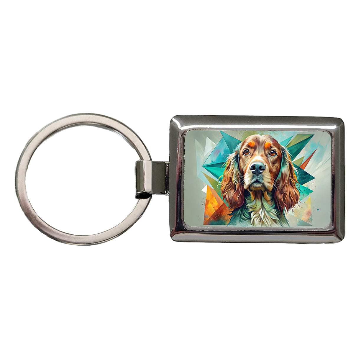 Irish Setter Dog Contemporary Art Rectangle Metal Keychain