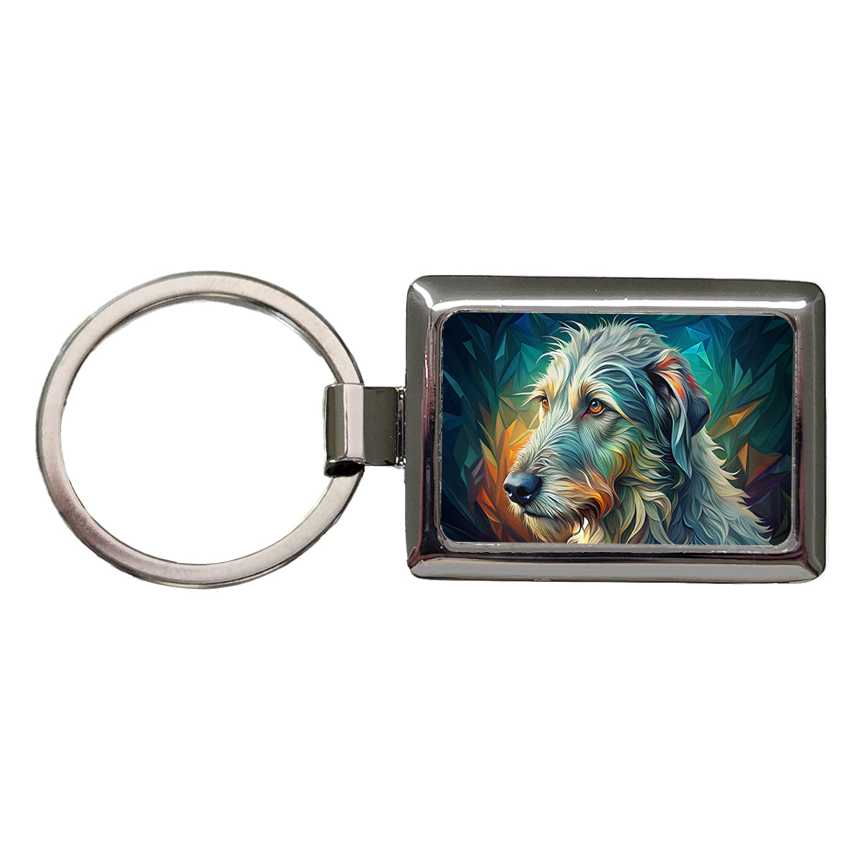 Irish Wolfhound Dog Abstract Stylized Art Rectangle Metal Keychain