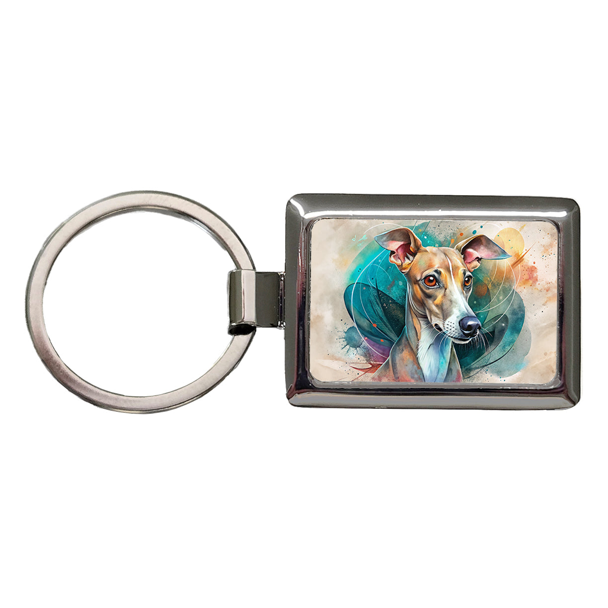 Italian Greyhound Dog Contemporary Art Rectangle Metal Keychain