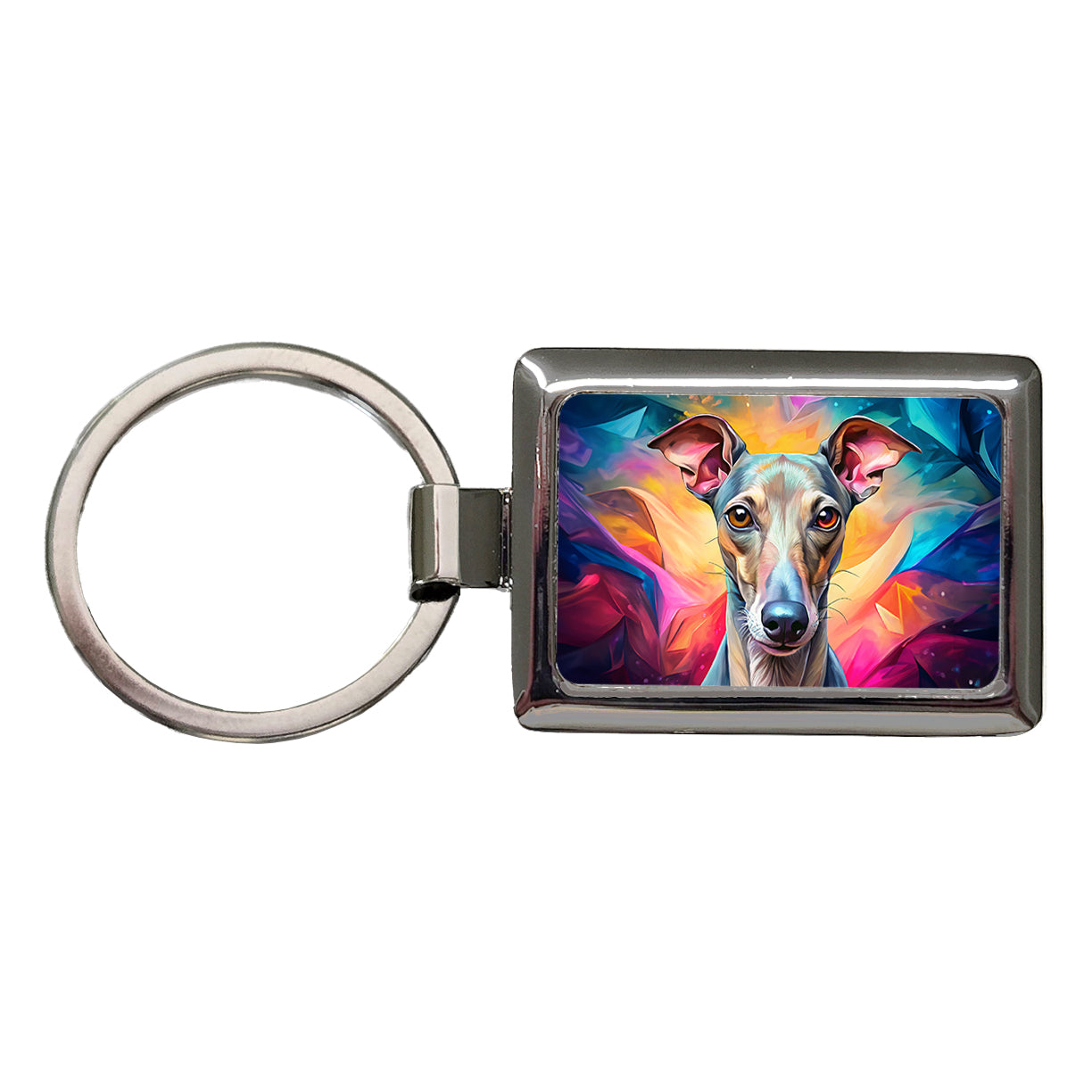 Italian Greyhound Dog Pop Art Rectangle Metal Keychain