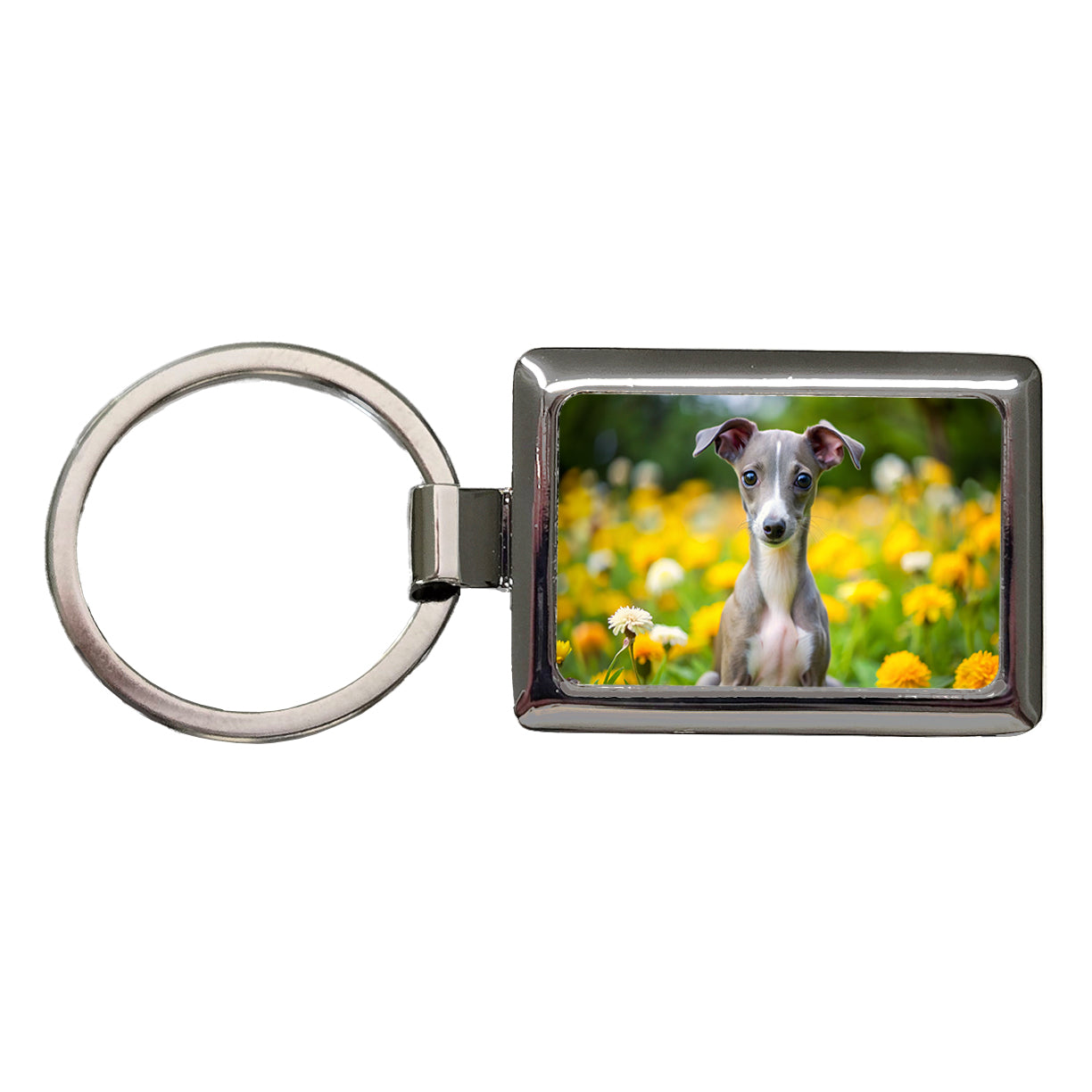 Italian Greyhound Dog Puppy Photo Rectangle Metal Keychain