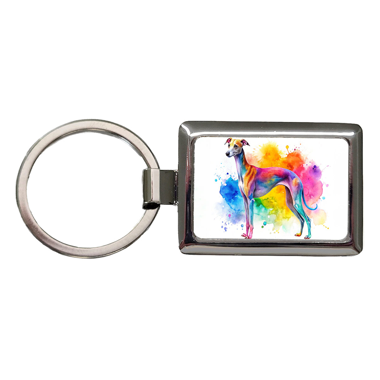Italian Greyhound Dog Watercolor Style Rectangle Metal Keychain