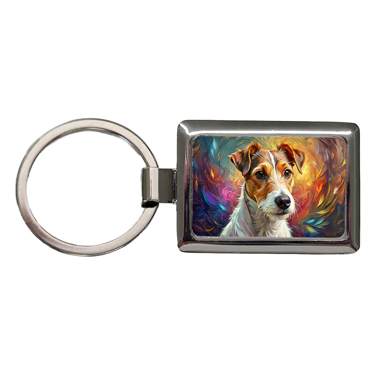 Jack Russell Terrier Dog Expressionism Art Rectangle Metal Keychain