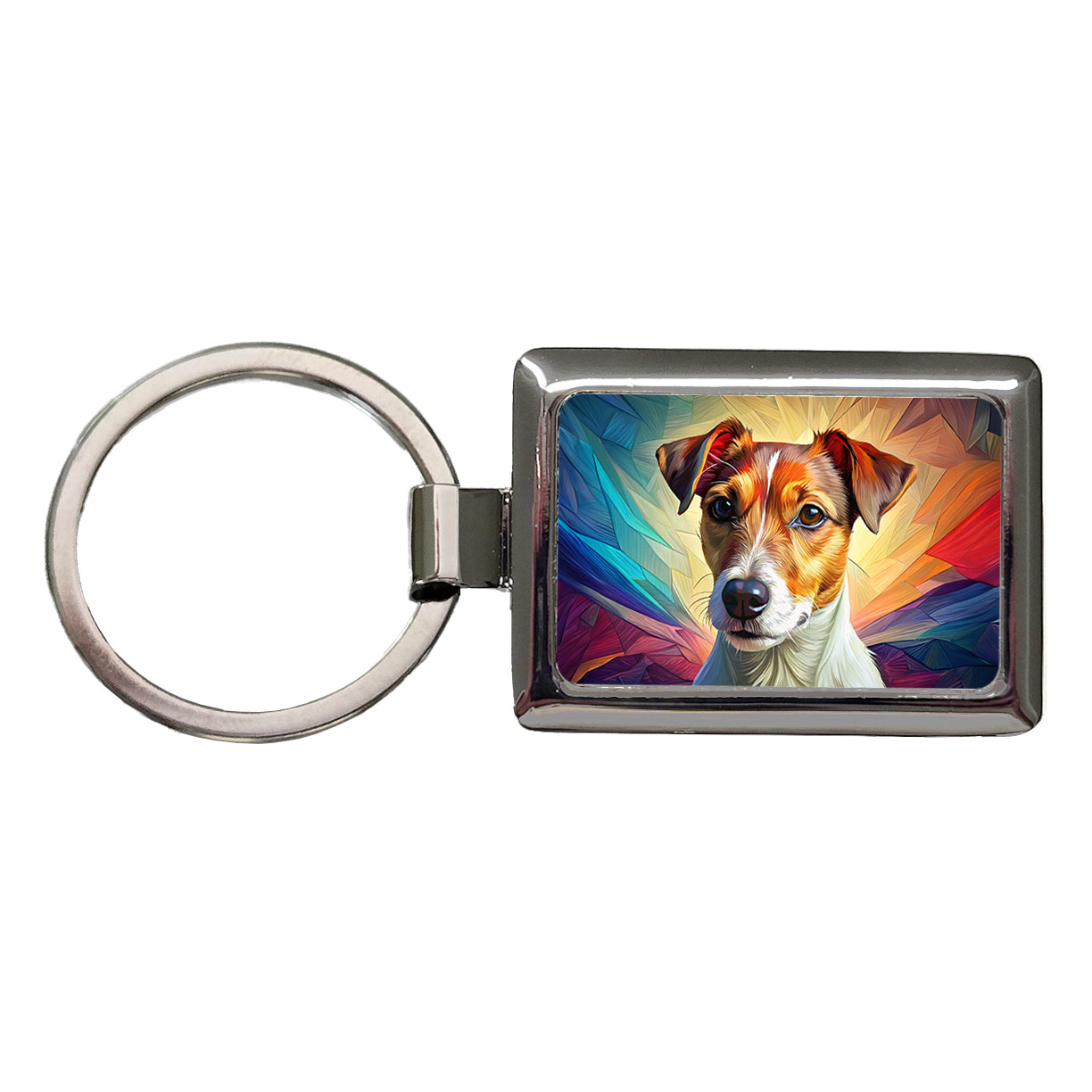Jack Russell Terrier Dog Pop Art Rectangle Metal Keychain