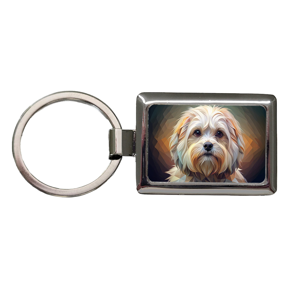 Maltese Dog Abstract Stylized Art Rectangle Metal Keychain