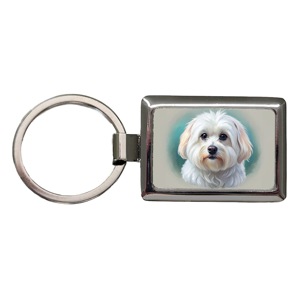 Maltese Dog Illustration Rectangle Metal Keychain
