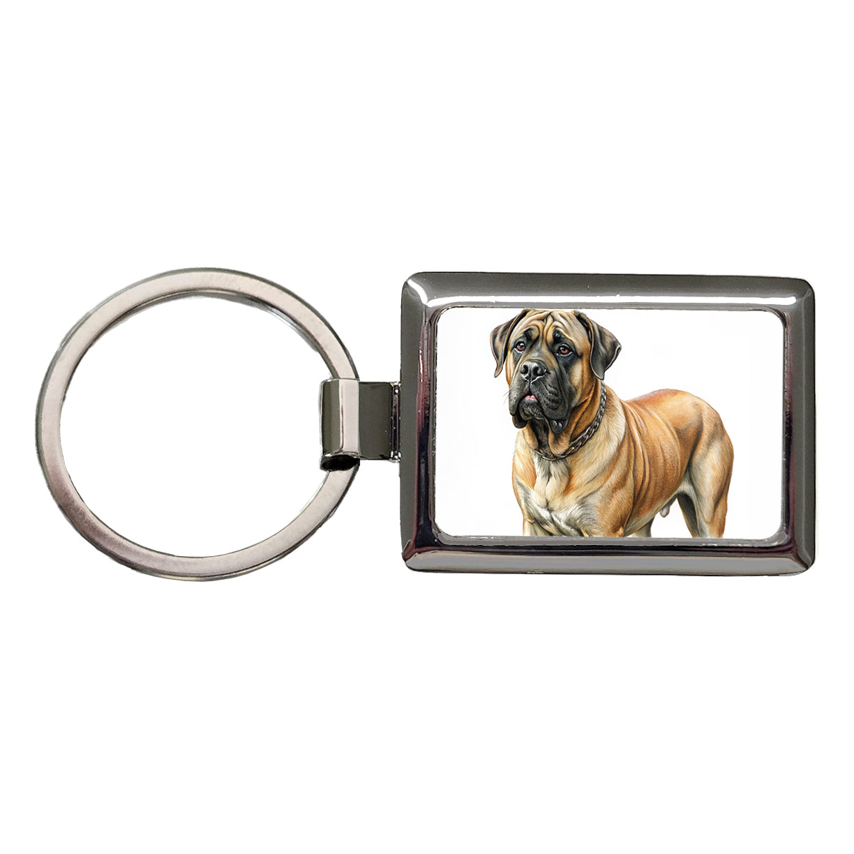 Mastiff Dog Illustration Rectangle Metal Keychain