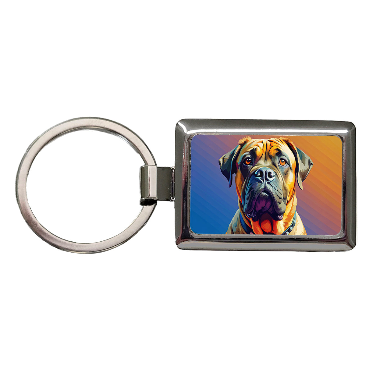 Mastiff Dog Pop Art Rectangle Metal Keychain