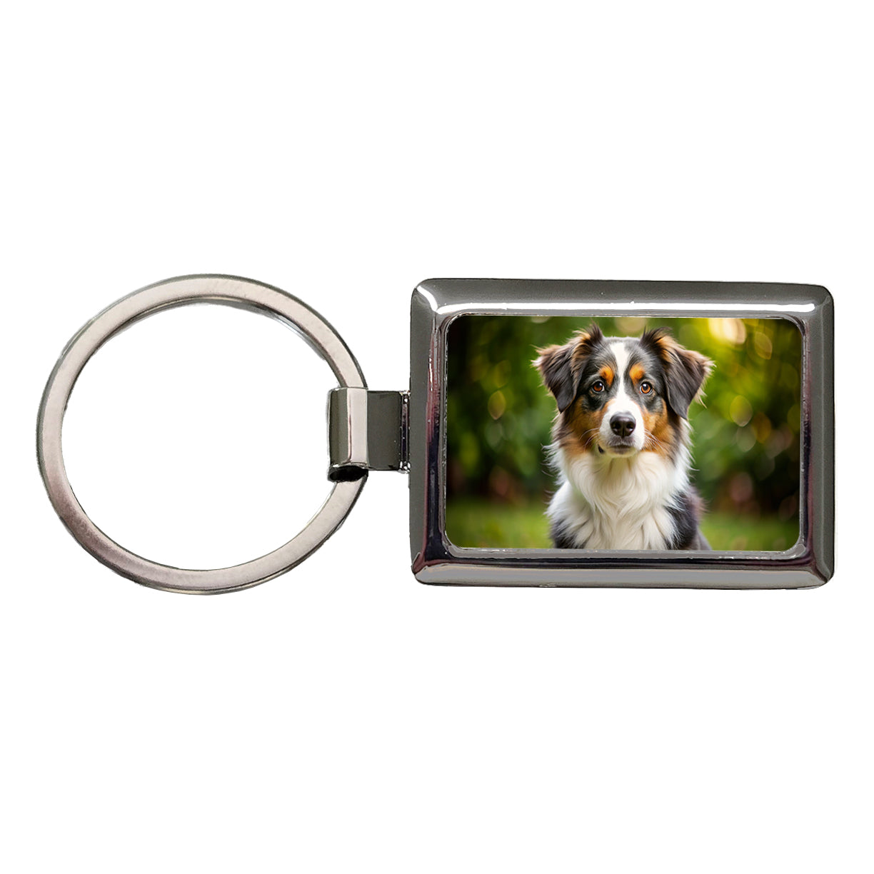 Miniature American Shepherd Dog Photo Rectangle Metal Keychain