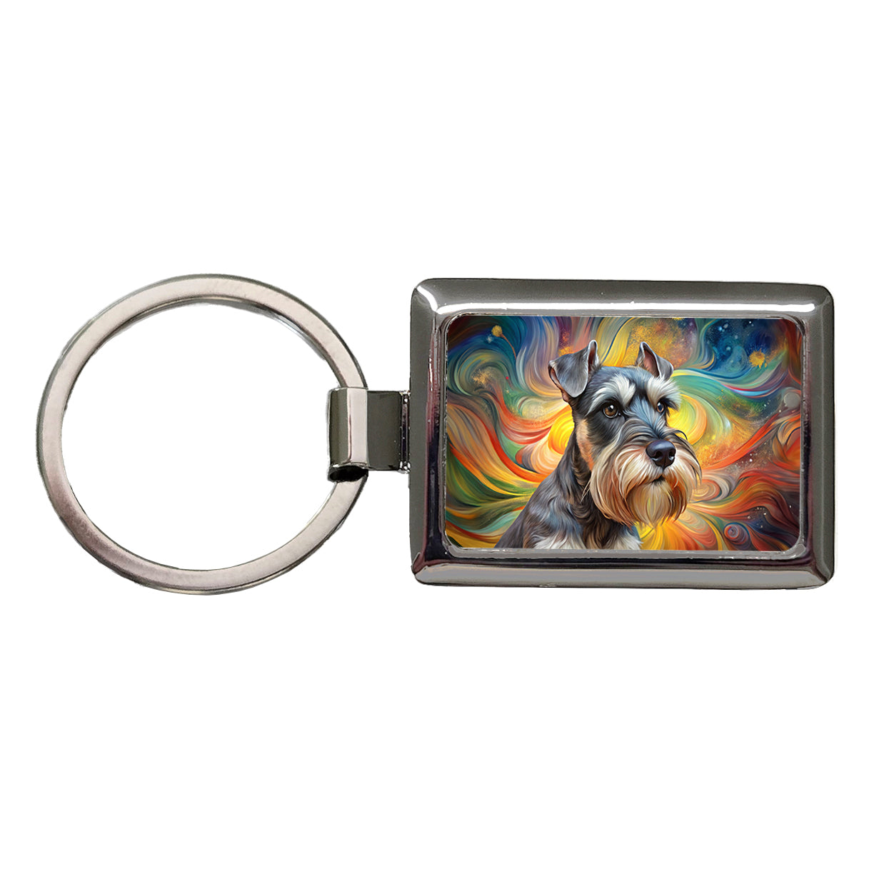 Miniature Schnauzer Dog Abstract Art Rectangle Metal Keychain