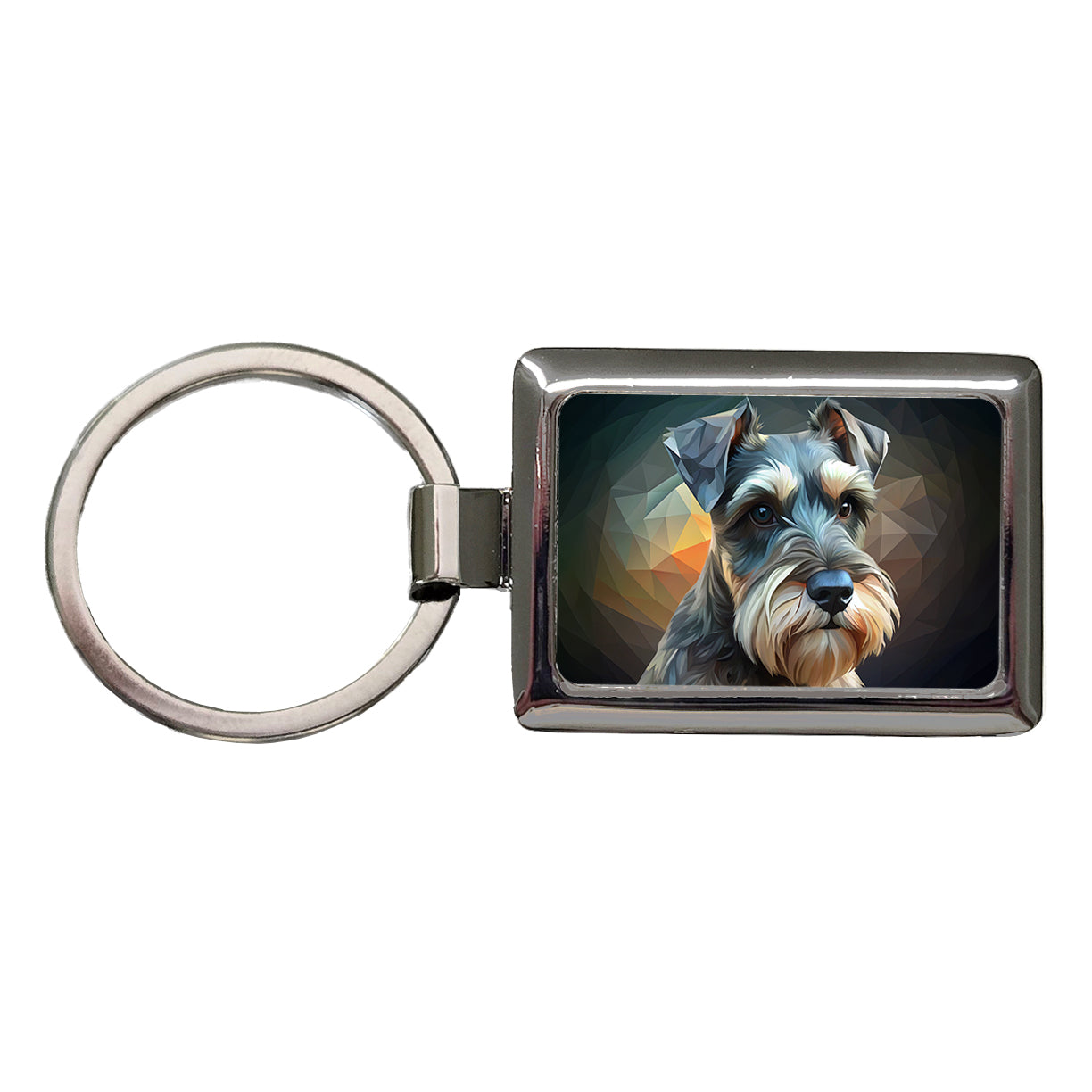Miniature Schnauzer Dog Abstract Stylized Art Rectangle Metal Keychain