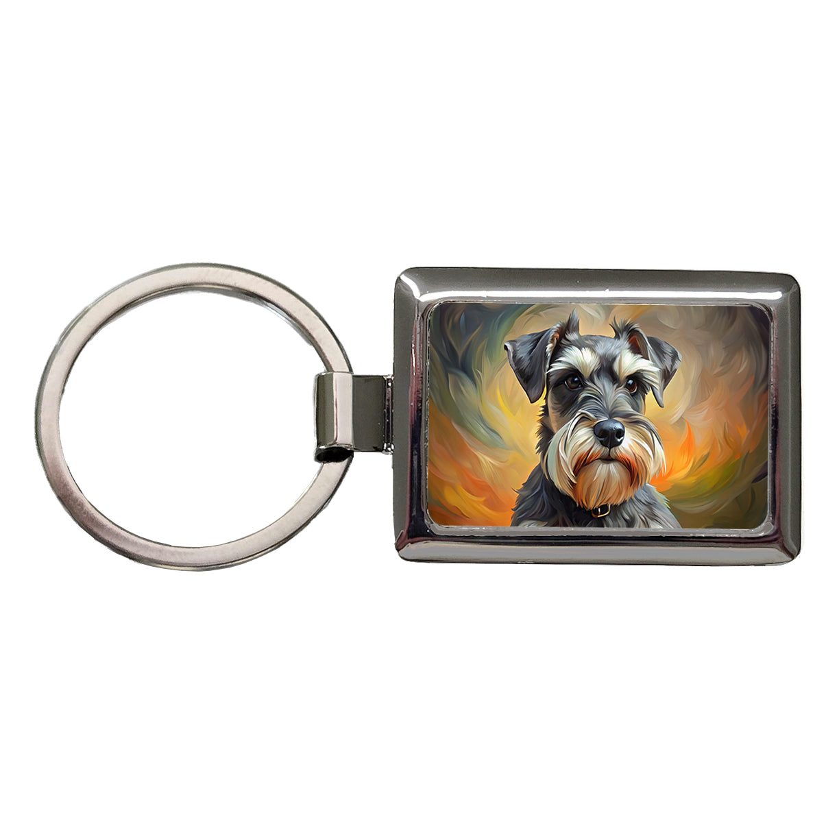 Miniature Schnauzer Dog Expressionism Art Rectangle Metal Keychain