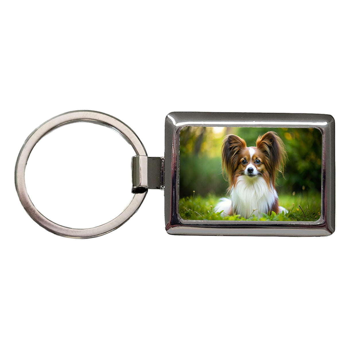 Papillion Dog Photo Rectangle Metal Keychain