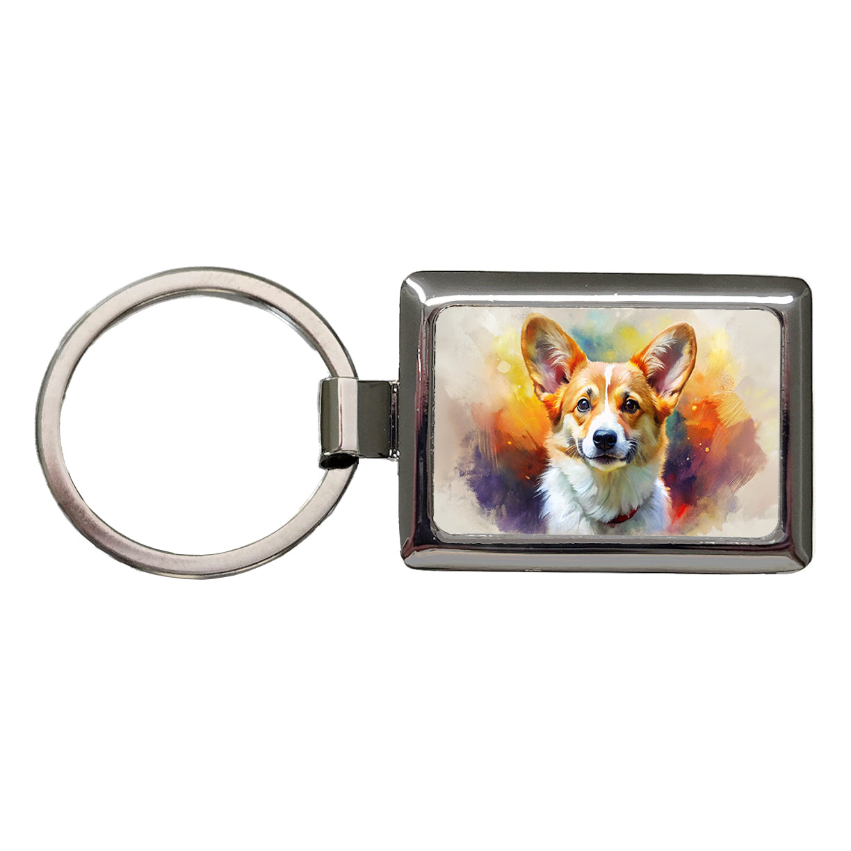Pembroke Welsh Corgi Dog Expressionism Art Rectangle Metal Keychain