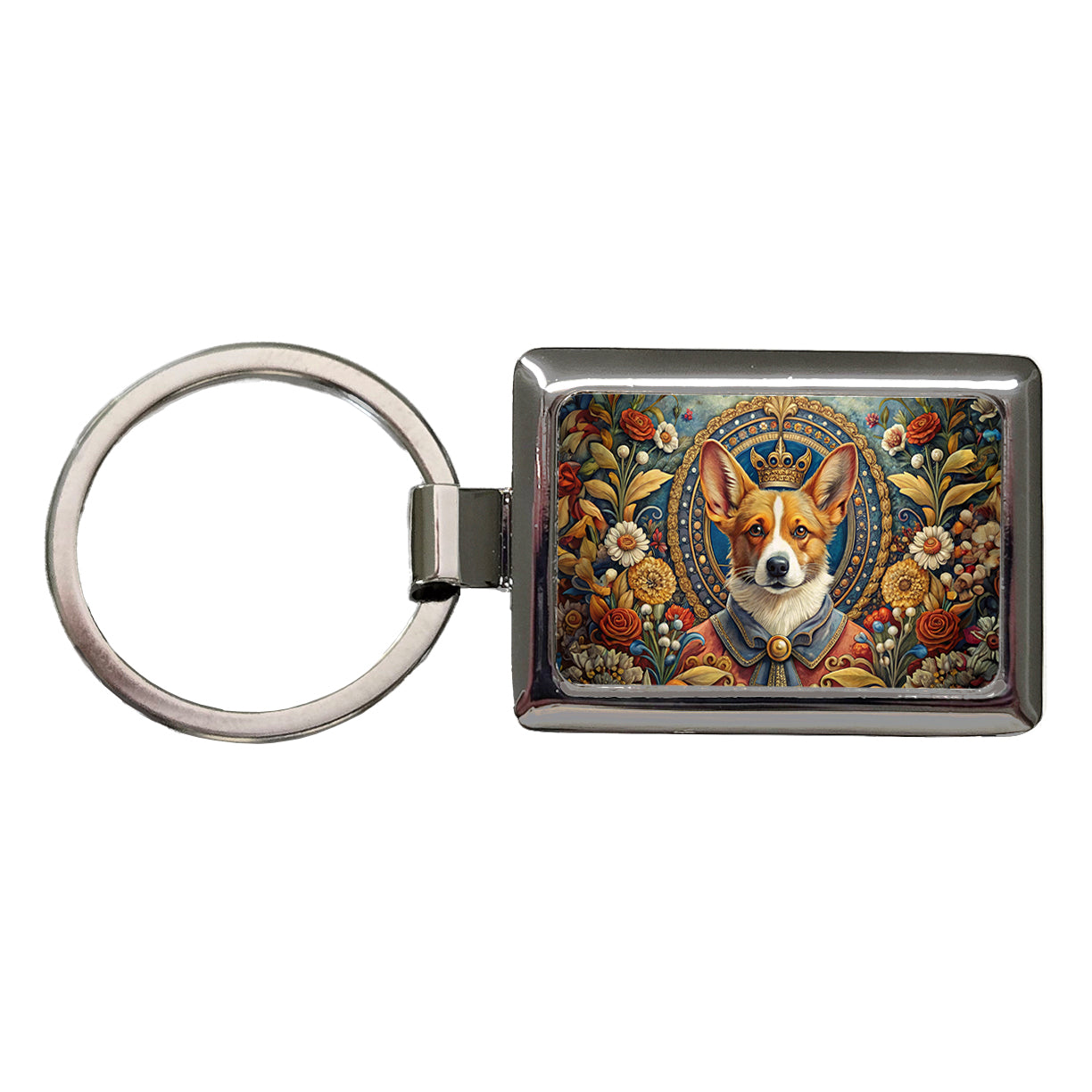 Pembroke Welsh Corgi Dog French Bohemian Art Rectangle Metal Keychain