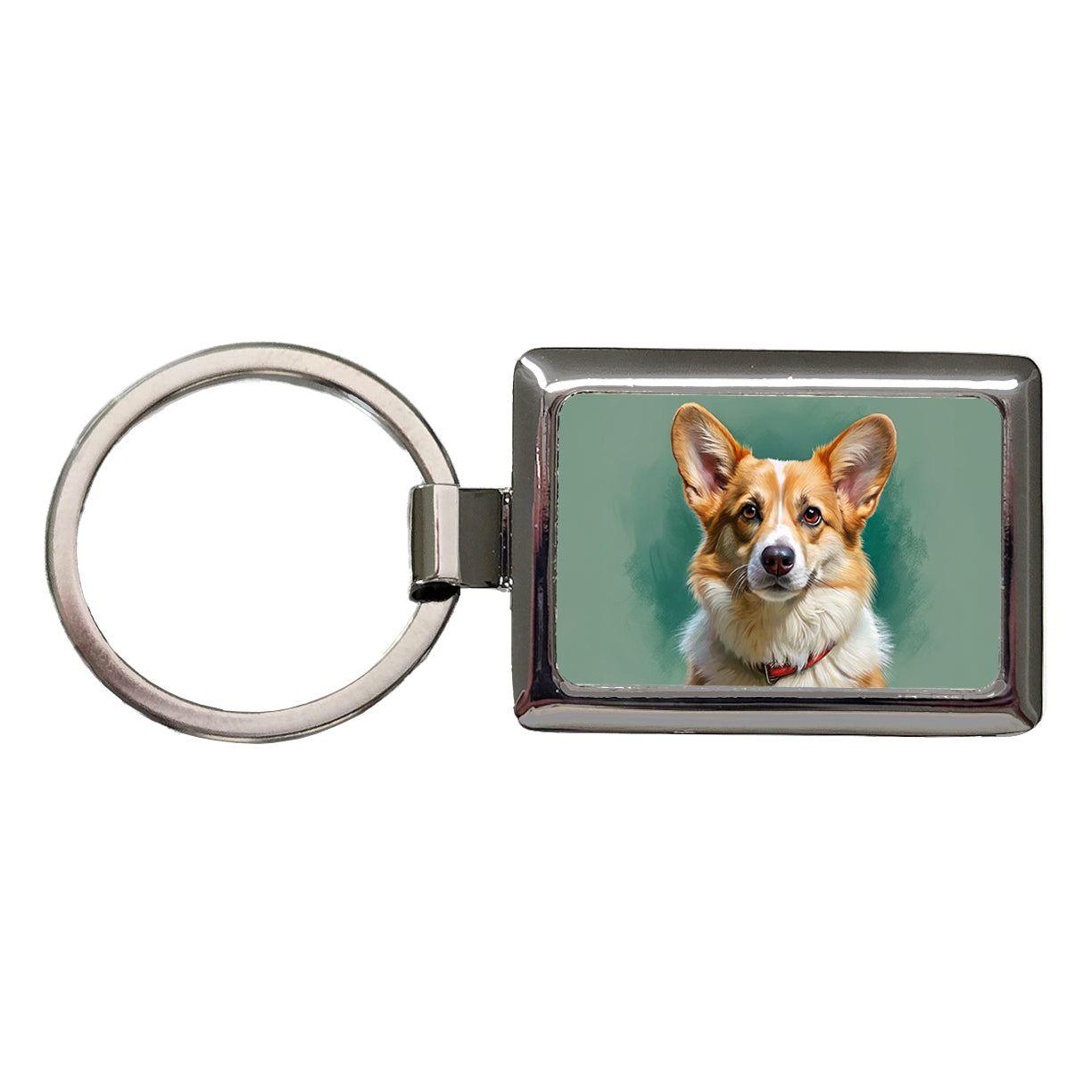 Pembroke Welsh Corgi Dog Illustration Rectangle Metal Keychain