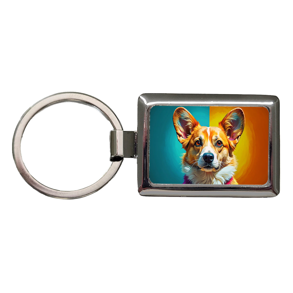 Pembroke Welsh Corgi Dog Pop Art Rectangle Metal Keychain