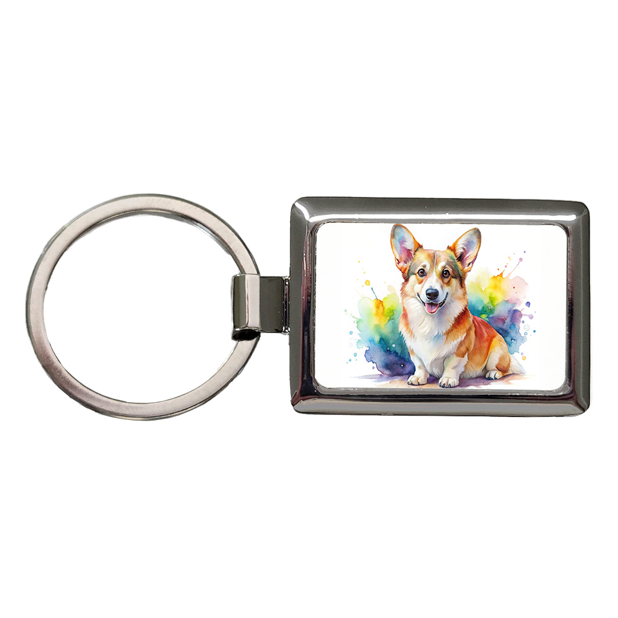 Pembroke Welsh Corgi Dog Watercolor Style Rectangle Metal Keychain