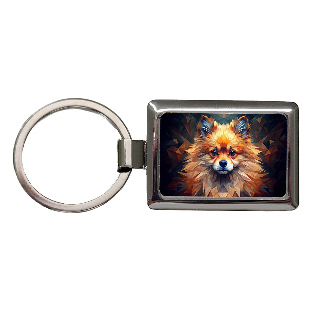 Pomeranian Dog Abstract Art Rectangle Metal Keychain