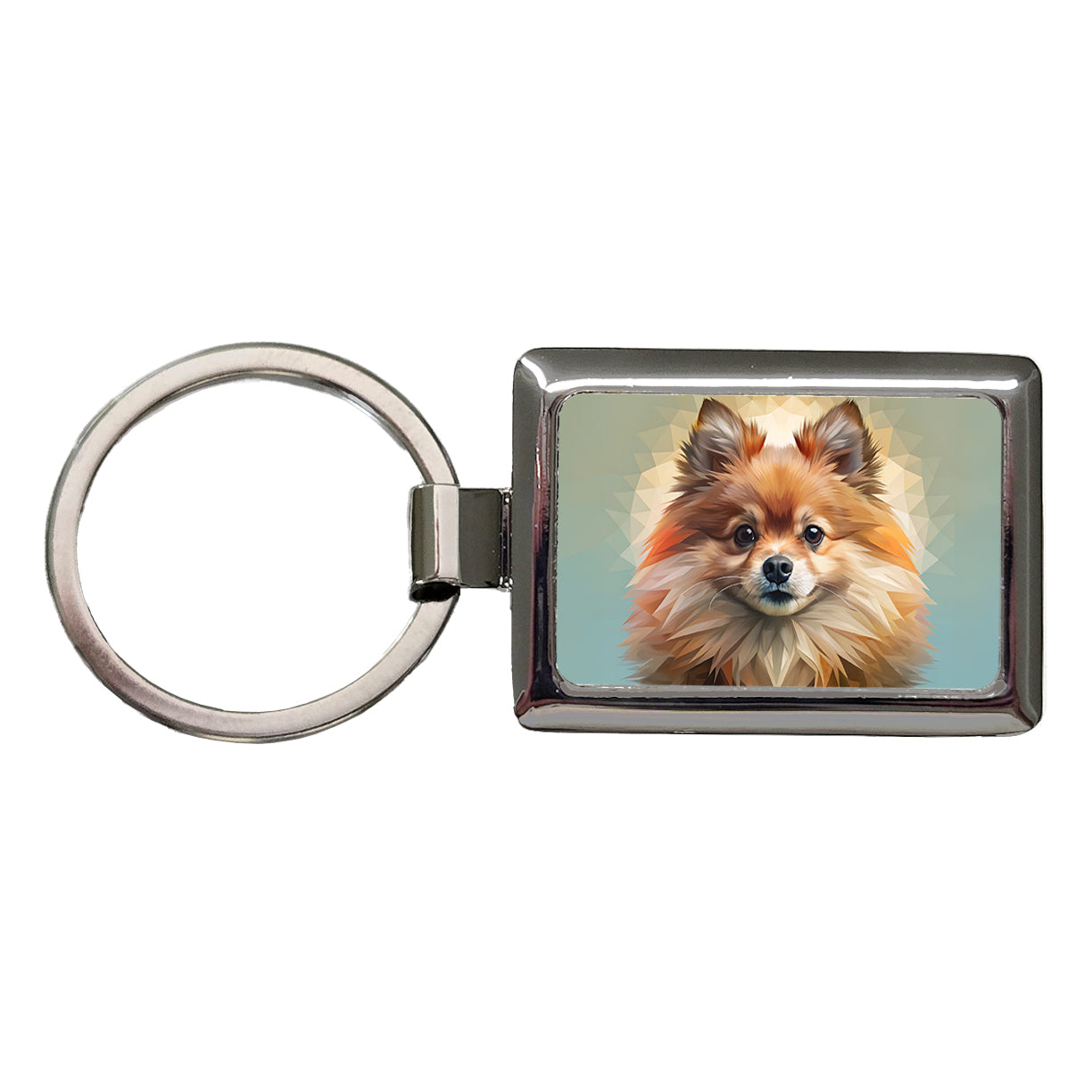 Pomeranian Dog Contemporary Art Rectangle Metal Keychain
